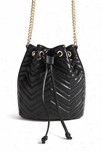 Faux Leather Chevron Bucket Bag