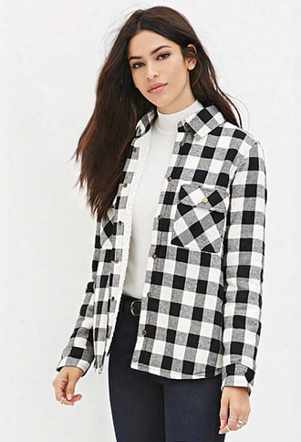 Faux Shearling Plaid Jacket