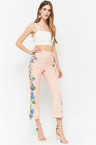 Floral High-waisted Capri Pants