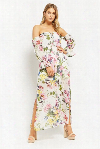 Floral Print Off-the-shoulder Dress