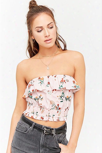 Floral Striped Crop Tube Top