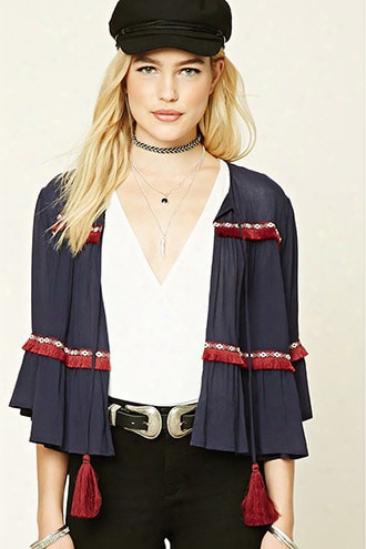 Fringe Trim Open-front Top