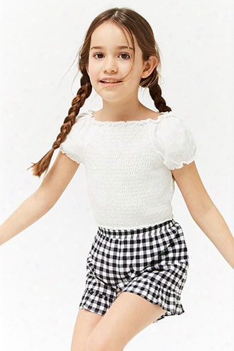 Girls Gingham Ruffle Shorts (kids)