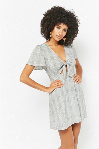 Glen Plaid Tie-front Dress