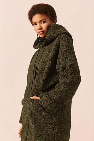 Longline Hooded Boucle Jacket