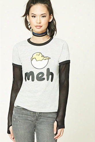 Meh Gudetama Graphic Ringer Tee