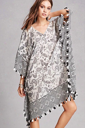 Paisley Print Poncho Dress