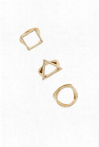 Pave Geo Cutout Ring Set