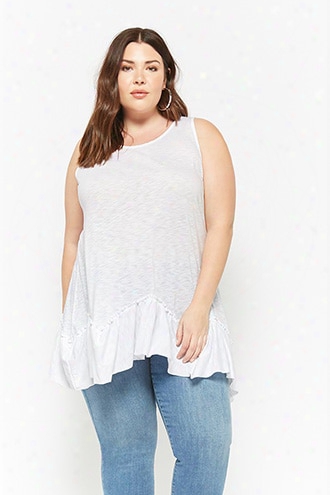 Plus Size Burnout Ruffle-hem Tank Top