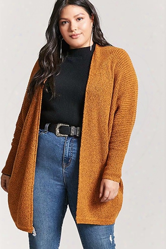 Plus Size Draped Open-front Cardigan