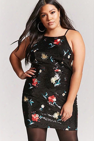 Plus Size Embroidered Sequin Dress