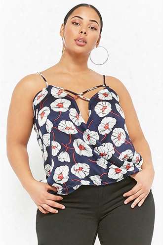 Plus Size Floral Surplice Cami