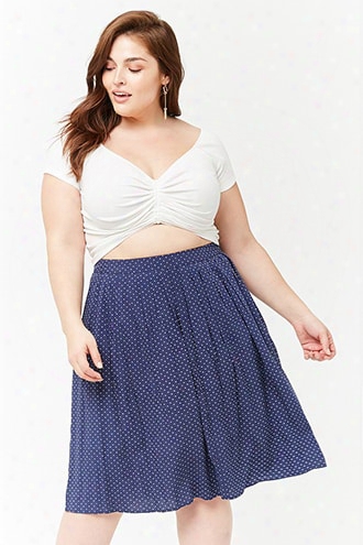 Plus Size Polka Dot Pleated Skirt