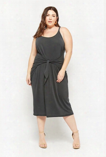 Plus Size Tie-front Midi Dress