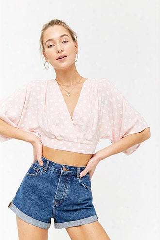 Polka Dot Surplice Crop Top