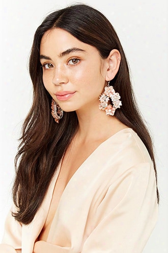 Rhinestone Floral Drop Earrings