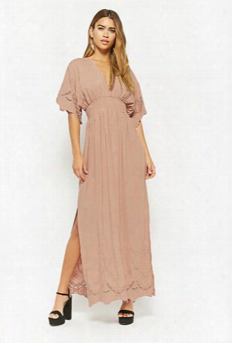 Smocked Embroidered Floral Maxi Dress