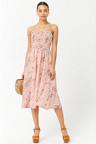 Smocked Floral Print Dress