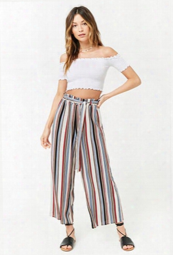 Striped Cropped Wide-leg Pants