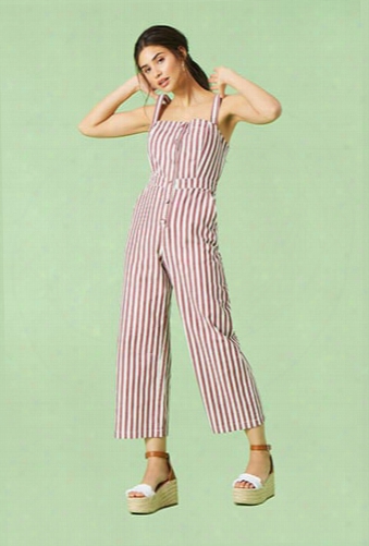 Striped Denim Jumpsuit