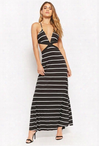 Striped Halter Cutout Dress