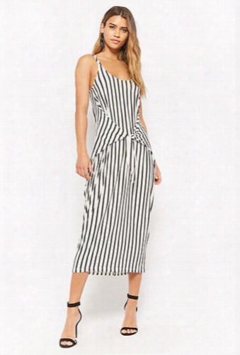 Striped Tie-front Tank Dress