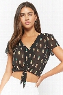 Cactus Print Tie-Front Top