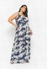 Plus Size Leaf Print Surplice Jumpsuit