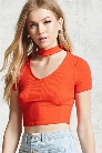 Ribbed Choker Crop Top