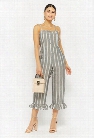 Striped Ruffle-Hem Jumpsuit