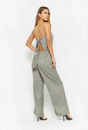 Wide-ldg Glen Plaid Jumpsuit