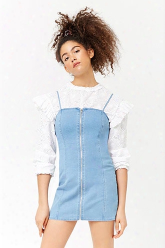 Zip-front Mini Denim Dress