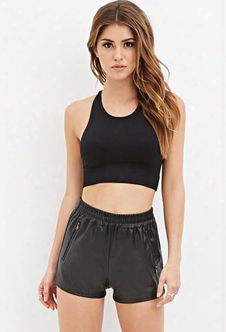 Zippered Faux Leather Shorts