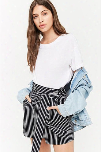 Belted Stripe High-rise Shorts