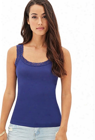 Contemporary Lace-trimmed Knit Tank