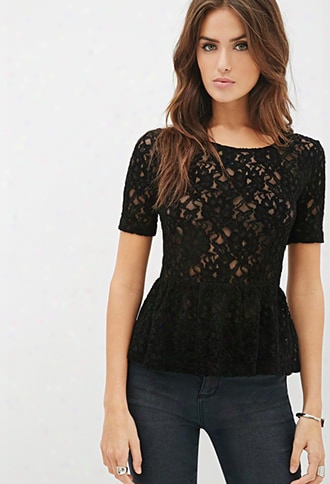 Contemporary Textured Lace Peplum Top