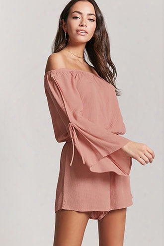 Crinkled Off-the-shoulder Romper