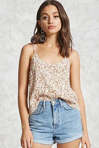 Daisy Print Buttoned Cami