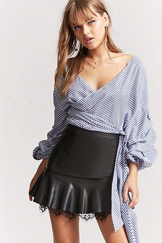 Drop-waist Lace Trim Mini Skirt