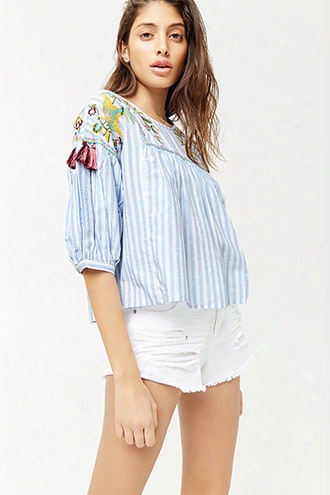 Embroidered Striped Top