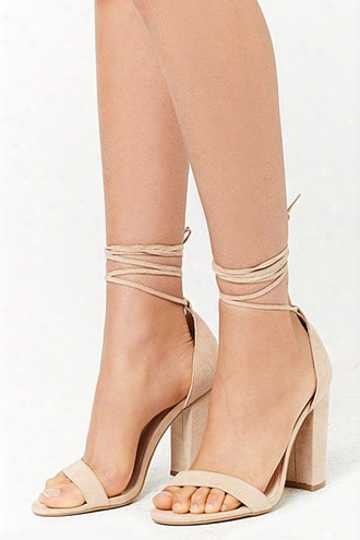 Faux Suede Wraparound Heels