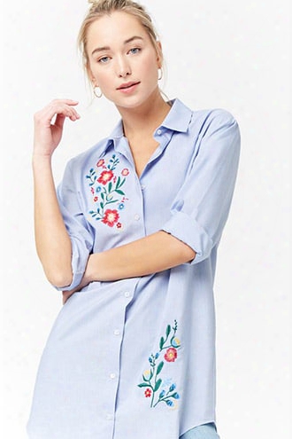 Floral Embroidered Shirt Dress