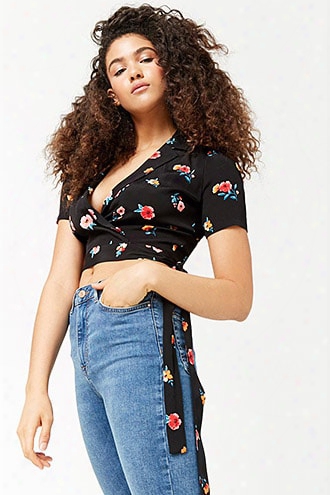 Floral Surplice Wraparound Top