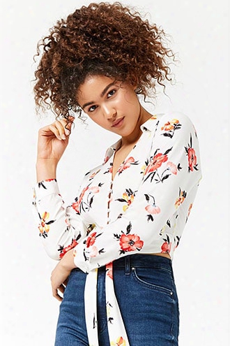 Floral Tie-front Shirt