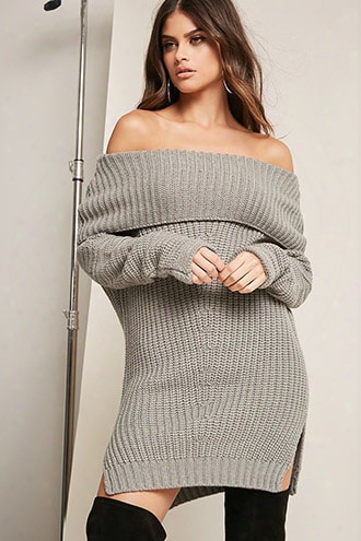 Foldover Off-the-shoulder Sweater