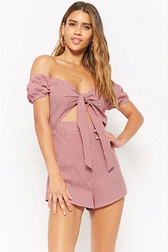 Gingham Tie-front Romper