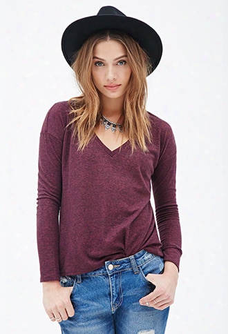 Heathered Knit V-neck Top