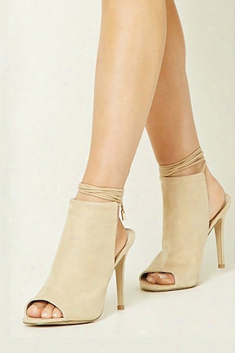 Lace-up Faux Suede Heels