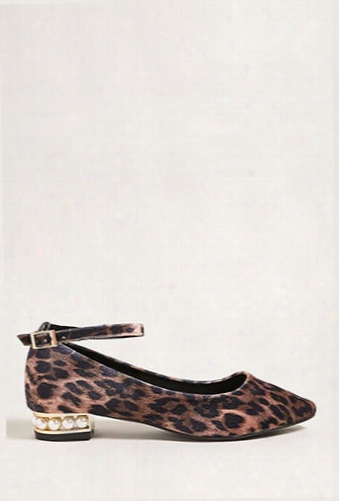 Leopard Print Faux Pearl Heels