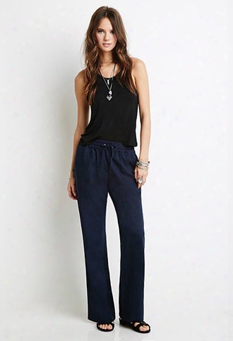 Linen-blend Drawstring Pants